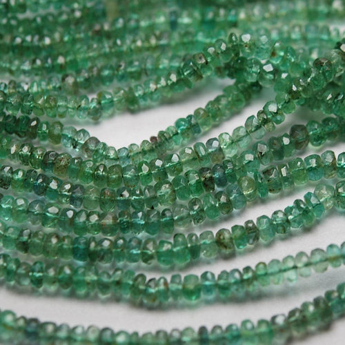 Zambian Green Emerald Faceted Rondelle Loose Gemstone Beads Strand 13
